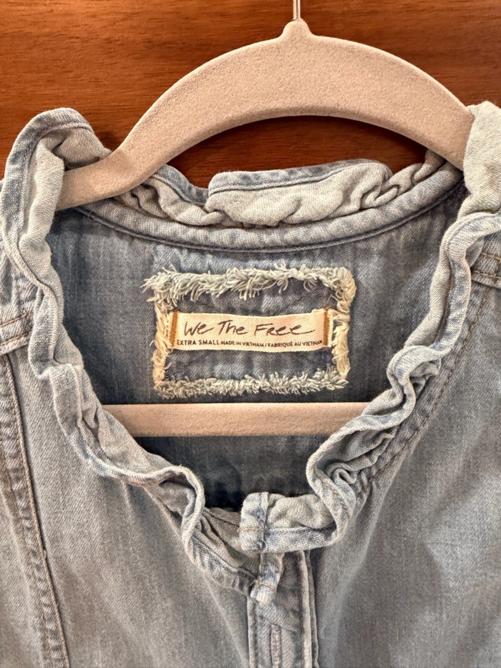 We The Free Ruffle-Trim Denim Shirt - Picture 3 of 3